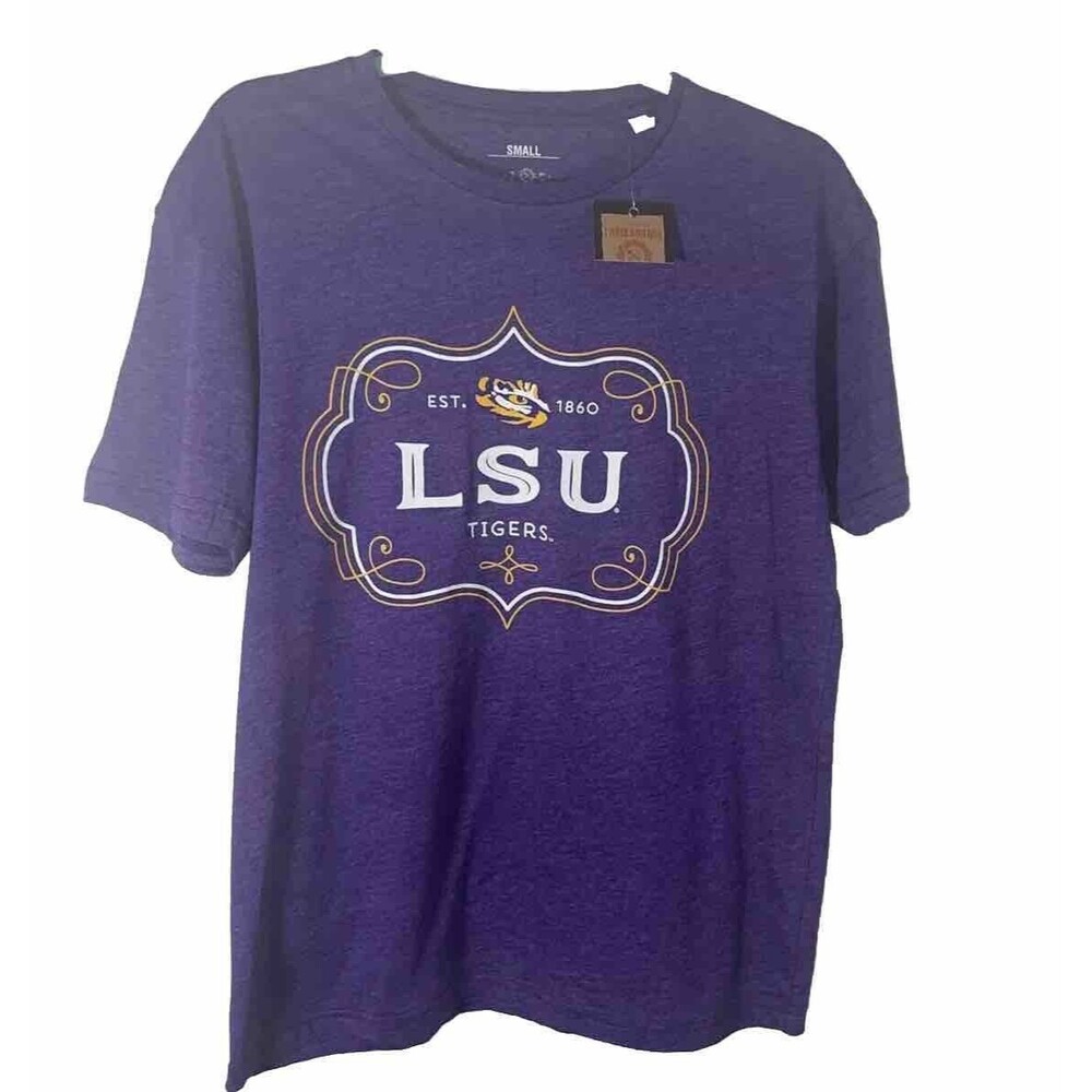 S Tree Square LSU Tigers Purple T-shirt Crew Neck Short Cap Sleeve Cotton/polyes